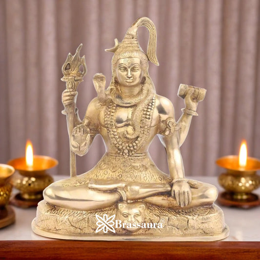 Brassaura™ Devotional Brass Lord Shiva Statue – Height 9 Inches & Weight 2.8 Kgs