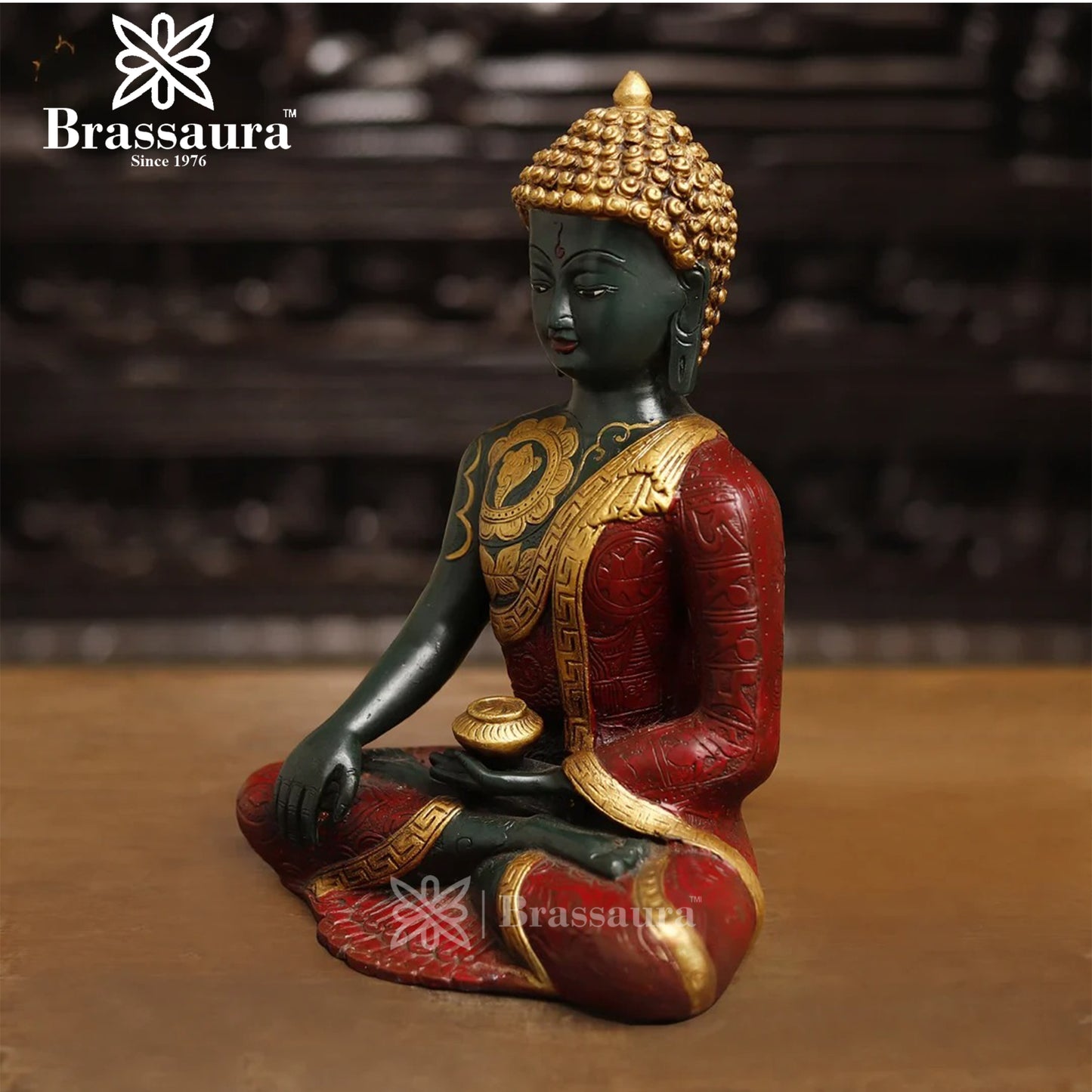 Brass Buddha For Home And Décor Weight 5.6 kg Height 12 Inch