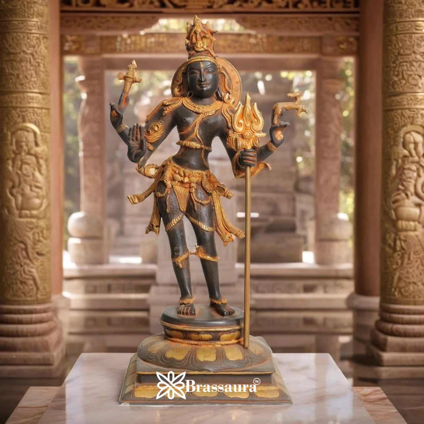 Brass Artistic Aardhnareshwar Statue Weight 11 kg & Height 21.5 Inch
