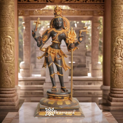 Brass Artistic Aardhnareshwar Statue Weight 11 kg & Height 21.5 Inch