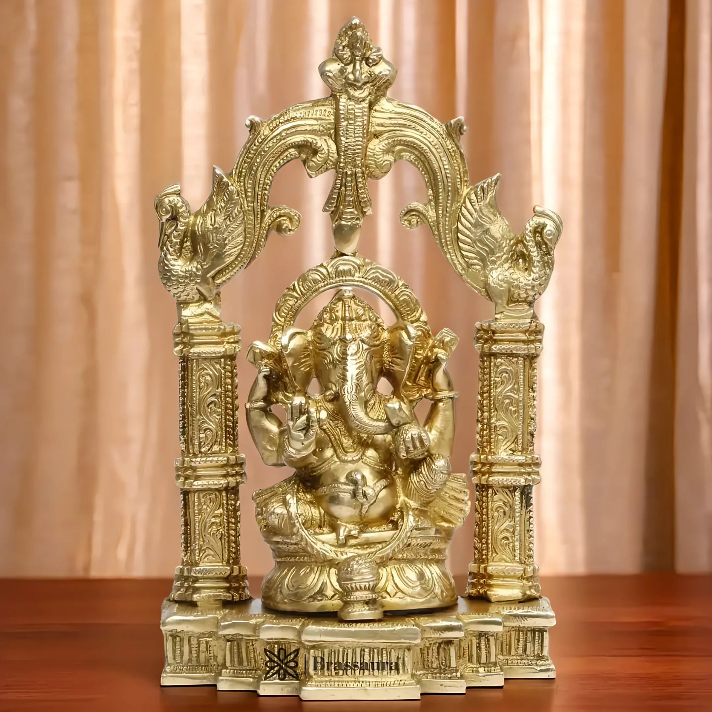 Brassaura™ Brass Ganesha Murti – Height 11.02 inches | Weight 2.5 kgs