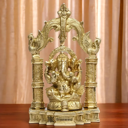 Brassaura™ Brass Ganesha Murti – Height 11.02 inches | Weight 2.5 kgs