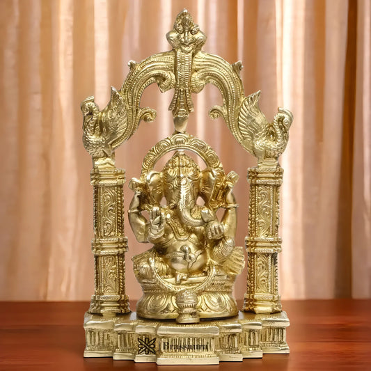 Brassaura™ Brass Ganesha Murti – Height 11.02 inches | Weight 2.5 kgs