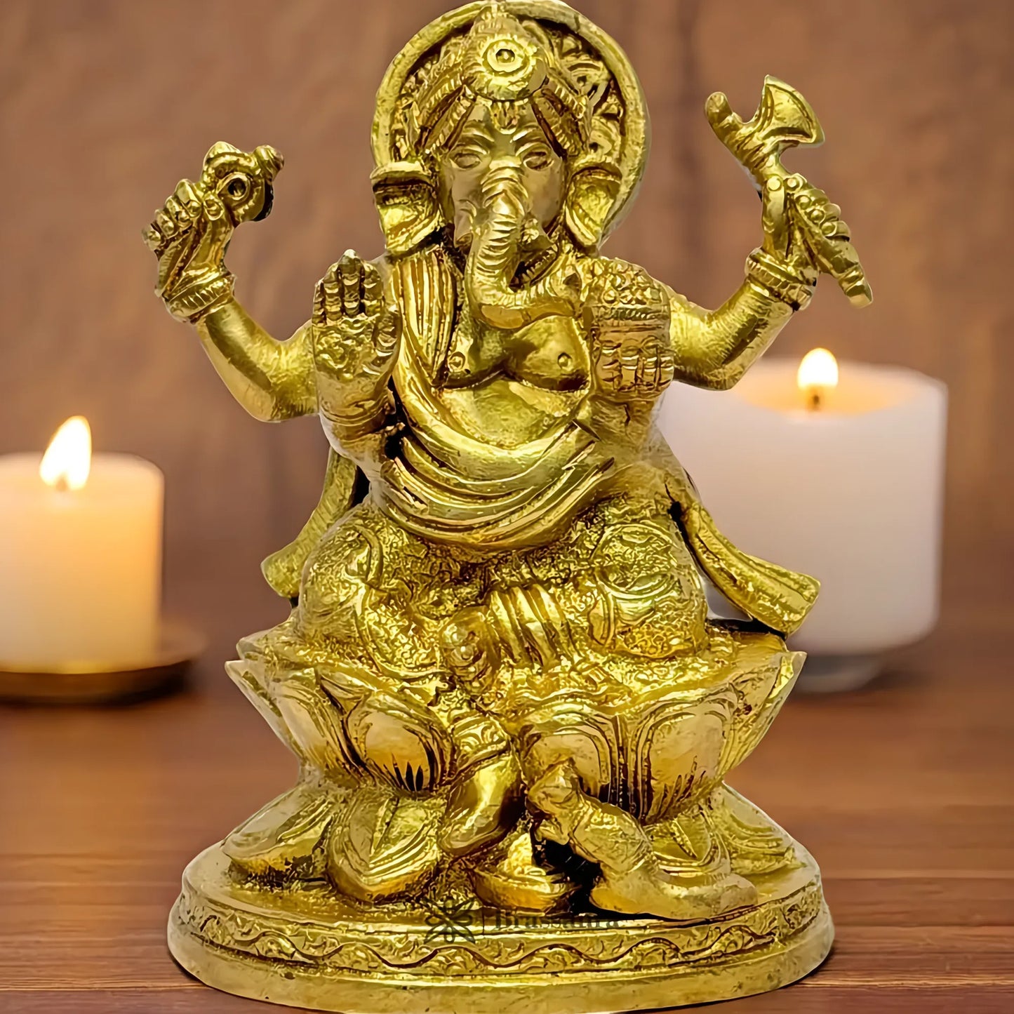 Brassaura™ Brass Ganesha Statue – Height 5 inches & Weight 1 kg | Ganpati Murti for Pooja & Home Décor