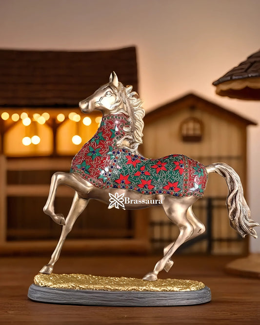 Brassaura™ Brass Galloping Horse Statue – Height 15.35 Inches & Weight 6.75 Kgs