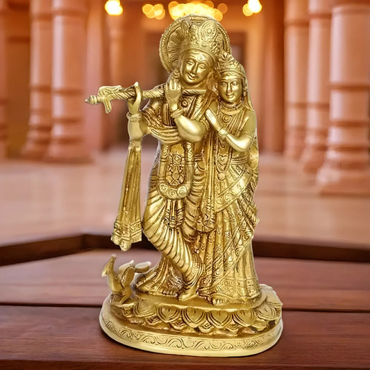 Brassaura™ Radha Krishna Murti | Pure Brass with Intricate Hand-Carving | Height 30 cm (12 Inches) & Weight 3.8 Kgs