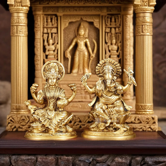 Brass Artistic Lakshmi Ganesh Height 5 Inches & Weight 2 kgs