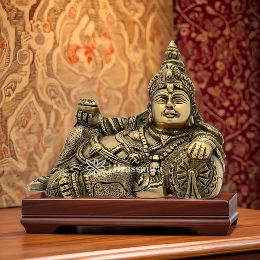 Brassaura® Brass Kuber Idol – Height 5.6 Inches | Handcrafted Pooja Sculpture