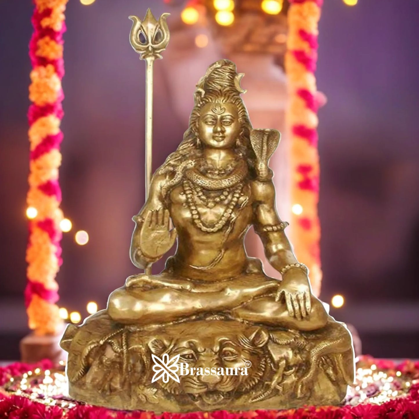 Brassaura™ Traditional Brass Shiva Murti – Height 35 Inches & Weight 38 Kgs | Classic Idol