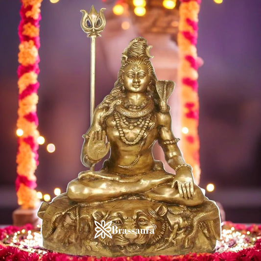 Brassaura™ Traditional Brass Shiva Murti – Height 35 Inches & Weight 38 Kgs | Classic Idol