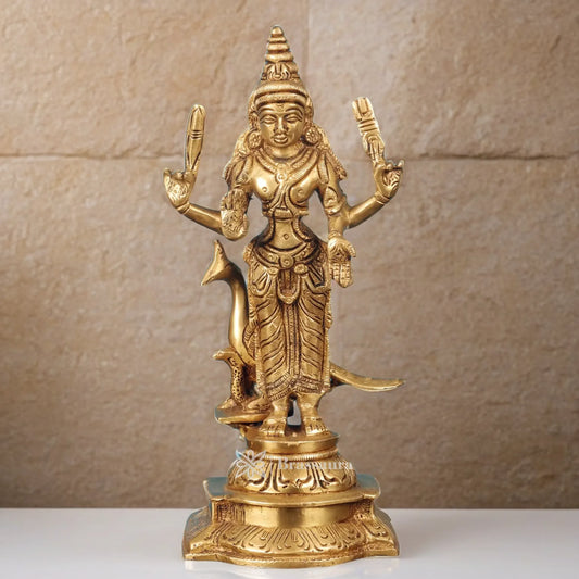 Brass Kartikiya Idol for Home and Decor Height 8.2 Inches & Weight 1.42 Kgs