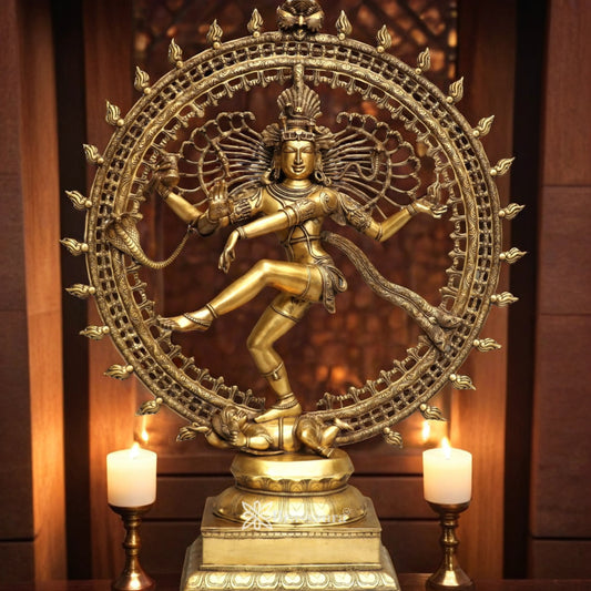 Brassaura™ Large Brass Nataraja Statue | Divine Cosmic Dance | Height 48 Inches & Weight 55 Kgs
