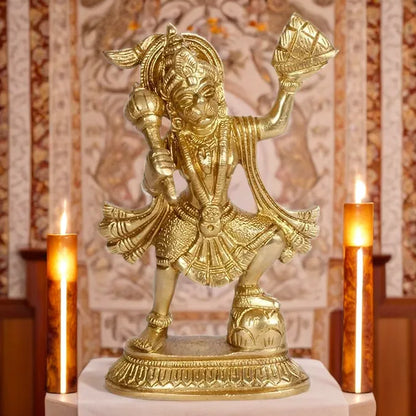 Brassaura™ Brass Hanuman Idol – Height 6.8 Inches & Weight 0.62 Kgs | Divine Gifting