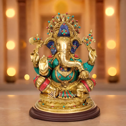 Brassaura™ Brass Ganesha Statue – “Guardian of Fortune” | Height 19 Inches & Weight 20 Kgs