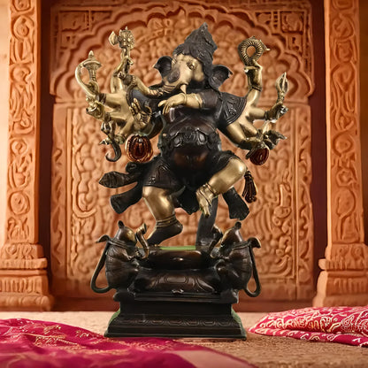 Brassaura™ Hoysala Style Brass Lord Ganesha Statue | Antique Chola Bronze Finish | Height 26 Inches & Weight 27 Kgs