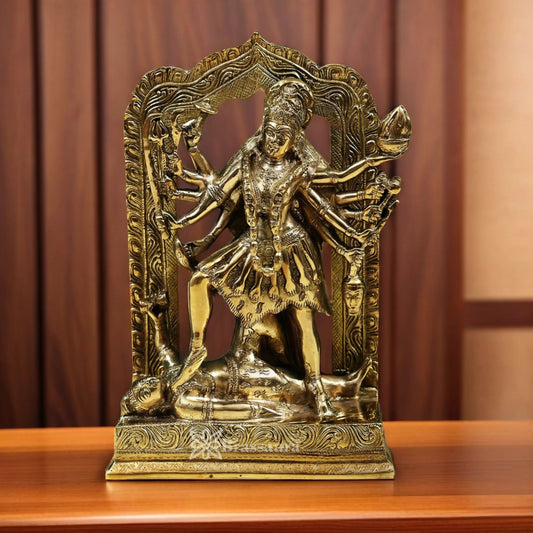 Brassaura™ Sacred Brass Kali Maa Murti – Height 11.5 Inches & Weight 5.6 Kgs | Temple Décor Accent