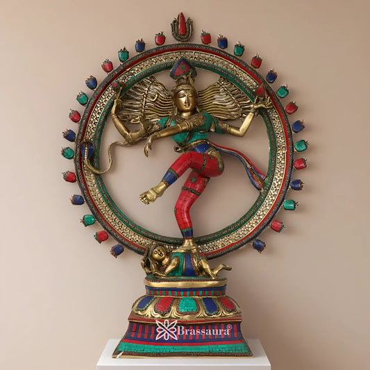 Brassaura™ Grand Brass Nataraja Statue | Antique Finish | Height 104.14 cm & Weight 40 Kgs