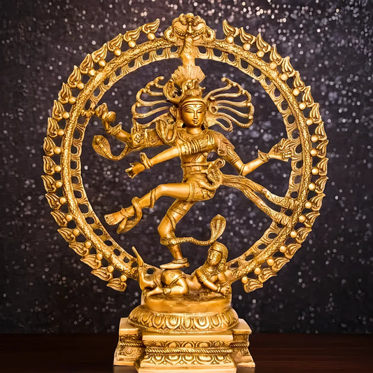 Brassaura™ Handcrafted Fine Brass Nataraja Statue | Lord Shiva Cosmic Dance | Height 20.5 Inches | Weight 10 Kgs