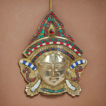 Brassaura™ Brass Gem Stone Work Parvati Wall Hanging Idol - Height 11.2 & Weight 1.38 Kgs| Spiritual Home Décor