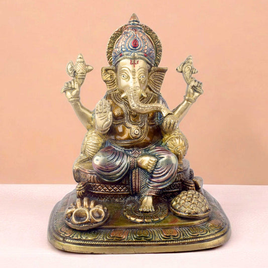 Brassaura® Brass Sacred Ganesh Idol | Height 9.1 Inches