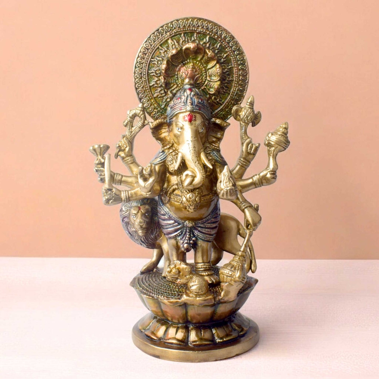 Brassaura® Brass Ganesh Idol Divine Presence for Prosperity | Height 11.6 Inches