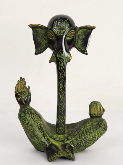 Brassaura™ Modern Art Brass Lord Ganesha Sculpture | Height 9.3 Inches & Weight 2.13 kgs