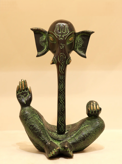 Brassaura™ Modern Art Brass Lord Ganesha Sculpture | Height 9.3 Inches & Weight 2.13 kgs