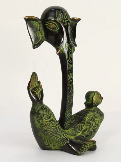 Brassaura™ Modern Art Brass Lord Ganesha Sculpture | Height 9.3 Inches & Weight 2.13 kgs