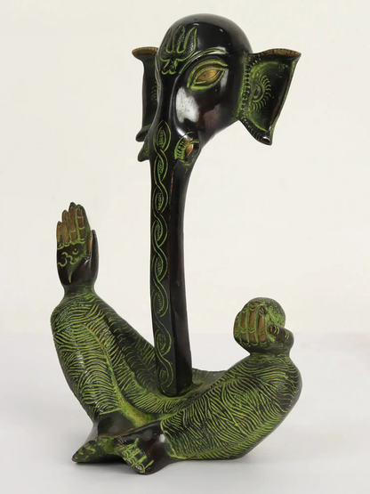 Brassaura™ Modern Art Brass Lord Ganesha Sculpture | Height 9.3 Inches & Weight 2.13 kgs