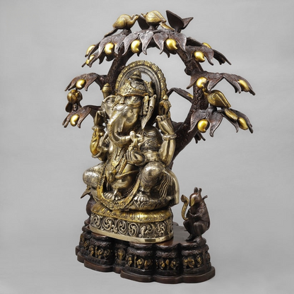 Handcrafted brass statue Ganesha Tree Statue 29 Inches