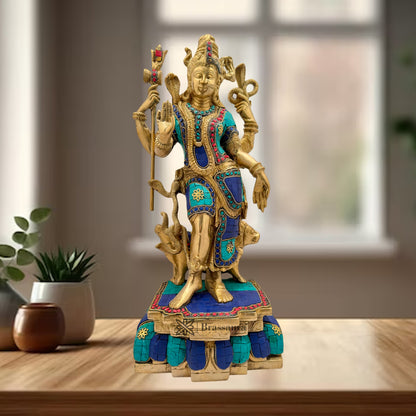 Brass Gem Stone Work Ardhnarewswar Murti for Home and Decor Height 46 cm Weight 9.9 Kg