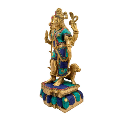 Brass Gem Stone Work Ardhnarewswar Murti for Home and Decor Height 46 cm Weight 9.9 Kg