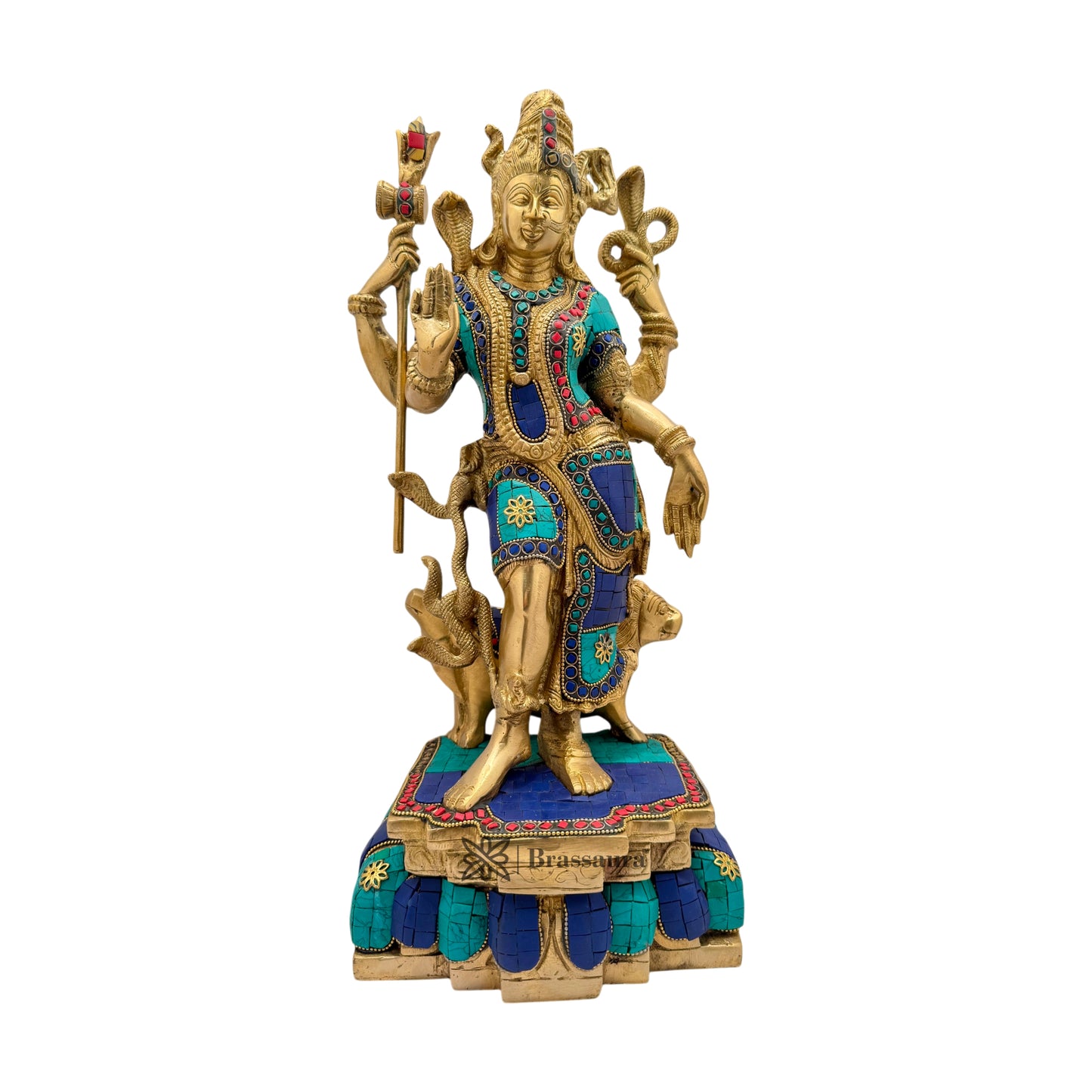 Brass Gem Stone Work Ardhnarewswar Murti for Home and Decor Height 46 cm Weight 9.9 Kg