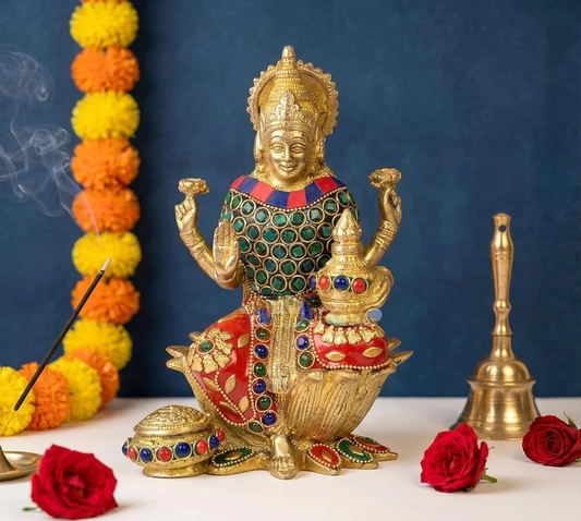Brassaura® Brass Goddess Lakshmi Idol with Arch Frame | Height 7 Inches