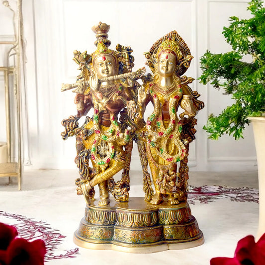 Brassaura® Brass Radha Krishna Statue | Height 16.54 Inches