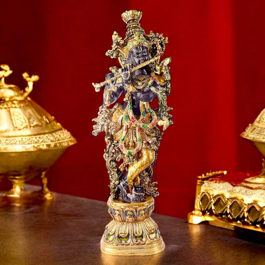 Brassaura® Brass Krishna Idol | Height 28 Inches