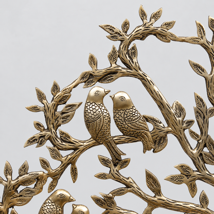 Brassaura® Antique Brass Tree Sculpture with Perched Birds | Pure Superfine Brass Handcrafted Murti | Brass Statue for Home Temple, Pooja Room | Height 23 Inches | Weight 5.8 Kgs