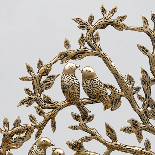 Brassaura® Antique Brass Tree Sculpture with Perched Birds | Pure Superfine Brass Handcrafted Murti | Brass Statue for Home Temple, Pooja Room | Height 23 Inches | Weight 5.8 Kgs