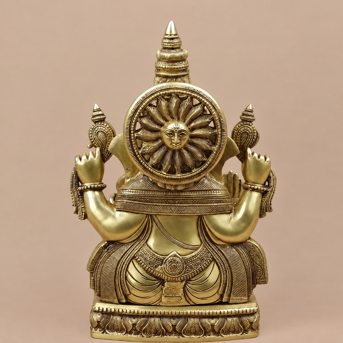 Brassaura® Ganesha Seated Blessing Idol with Antique Golden Finish | Pure Superfine Brass Handcrafted Murti | Brass Statue for Home Temple, Pooja Room | Height 20 Inches | Weight 24 Kgs