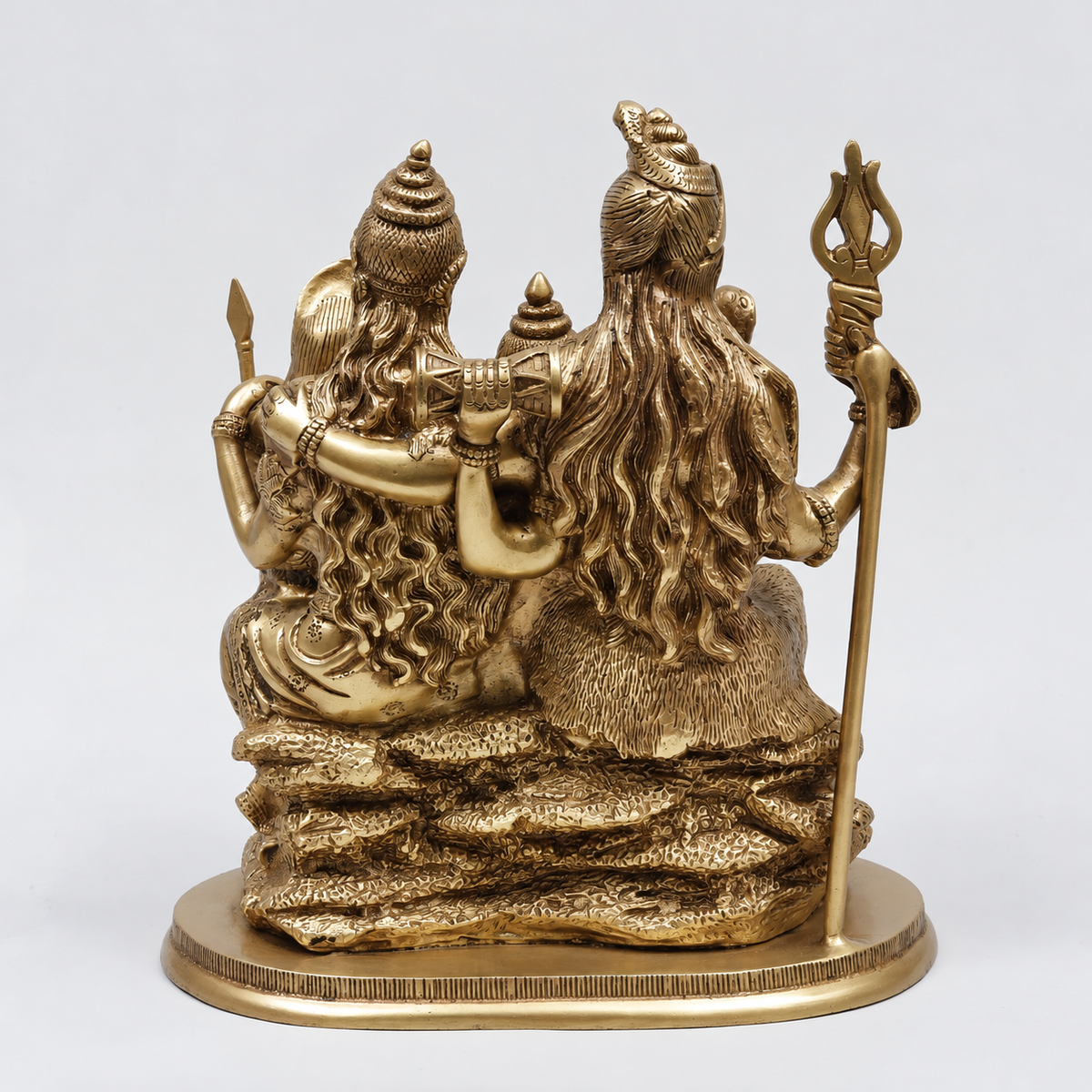 Brassaura® Shiva Family Seated Idol with Golden Finish | Pure Superfine Brass Handcrafted Murti | Brass Statue for Home Temple, Pooja Room | Height 12 Inches | Weight 8.9 Kgs