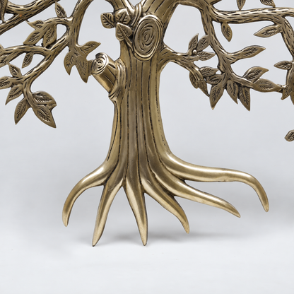 Brassaura® Antique Brass Tree Sculpture with Perched Birds | Pure Superfine Brass Handcrafted Murti | Brass Statue for Home Temple, Pooja Room | Height 23 Inches | Weight 5.8 Kgs