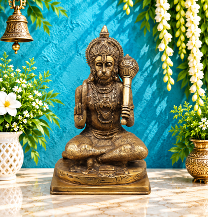 ब्रासोरा® वृंदावन वेणुगोपाल कृष्ण पीतल की प्रतिमा मोर के साथ | एंटीक नीला और सुनहरा रंग | ऊँचाई 20 इंच