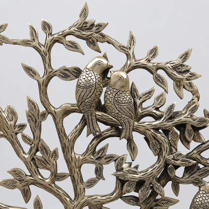 Brassaura® Antique Brass Tree Sculpture with Perched Birds | Pure Superfine Brass Handcrafted Murti | Brass Statue for Home Temple, Pooja Room | Height 23 Inches | Weight 5.8 Kgs