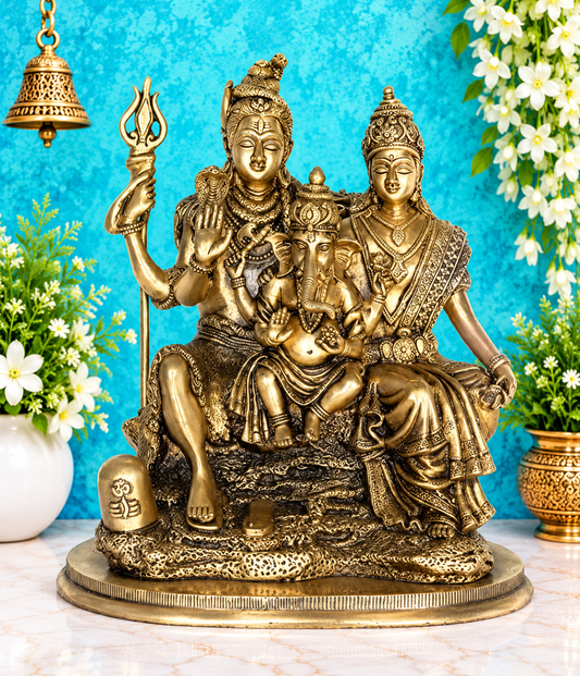 Brassaura® Brass Shiva Family Statue | Height 11.81 Inches & Weight 7.90 kg