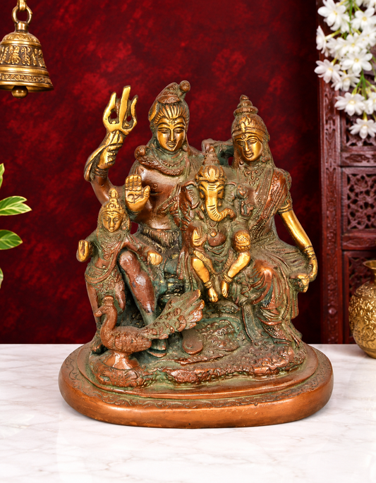 Brassaura® Brass Shiv Family Statue | Height 5.7 Inches & Weight 1.32 kg