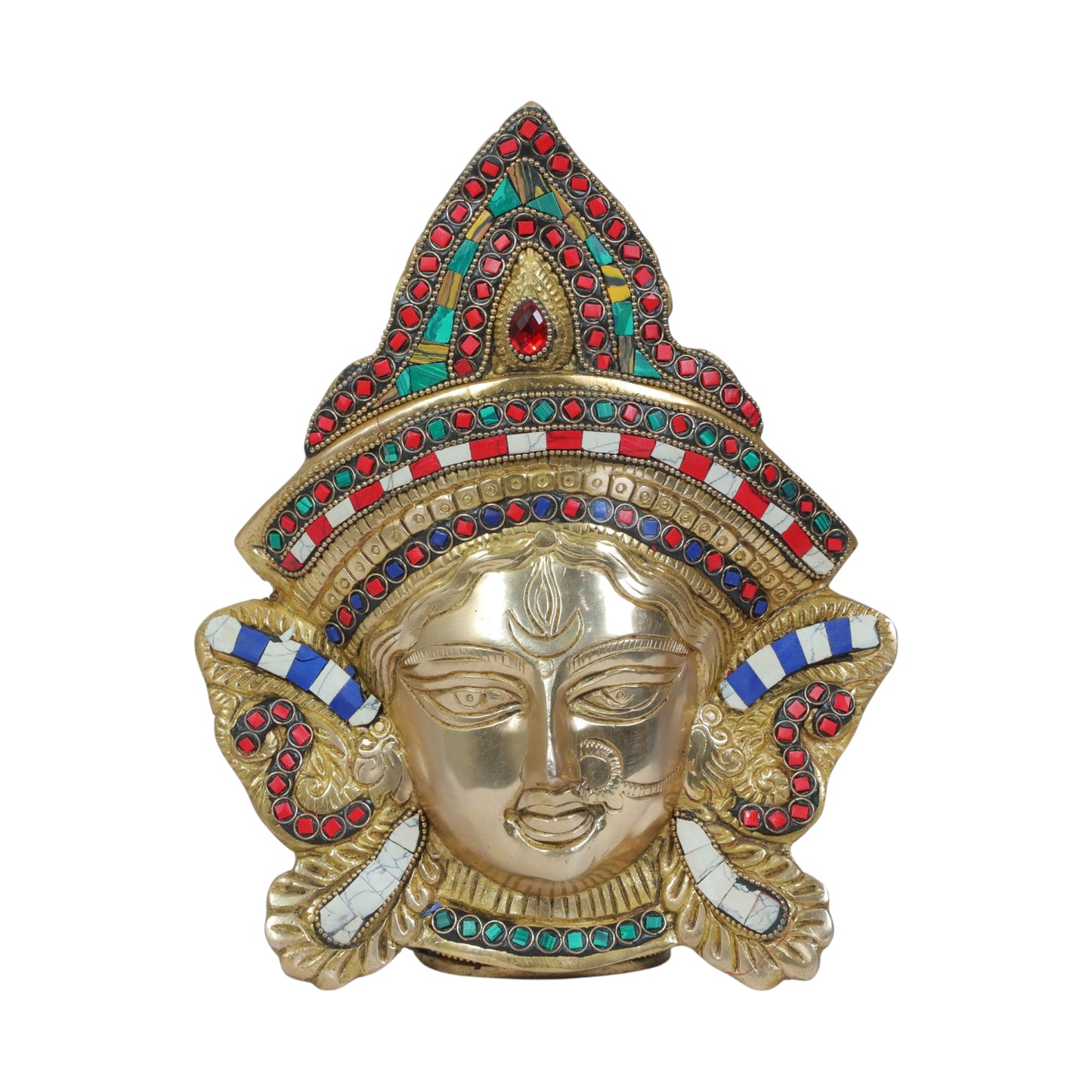 Brass Gem Stone Work Parvati Brass god Idol for Wall Hanging Weight 1.38 Kg Height 28 cm