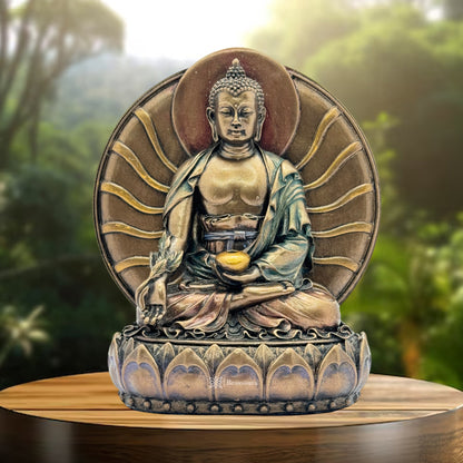 Resin Buddha Statue for Home and Decor And Gift Show Piece for Living Room Weight 550 Grams Height 15 cm