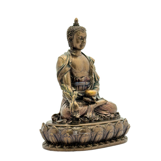 Brassaura™ Resin Buddha Statue – Height 6 Inches & Weight 0.475 Kgs | Peaceful Meditation Idol for Home & Temple Décor