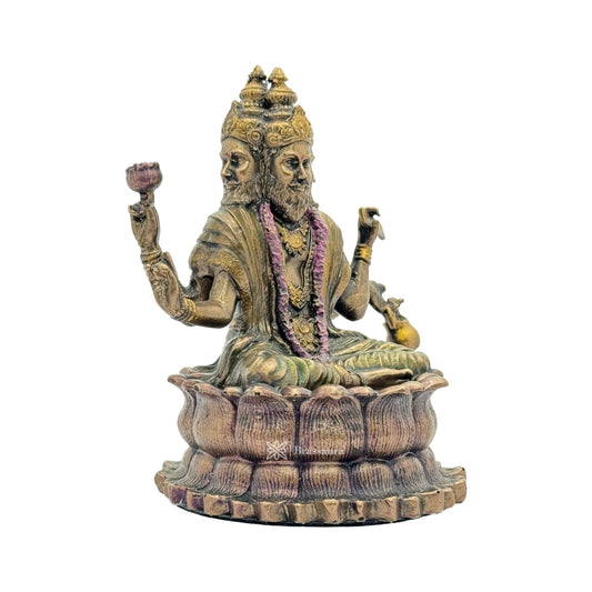 Brassaura™ Resin Brahm Dev Statue – Height 5 Inches & Weight 0.355 Kgs | Handcrafted Creator Deity Idol for Temple Décor