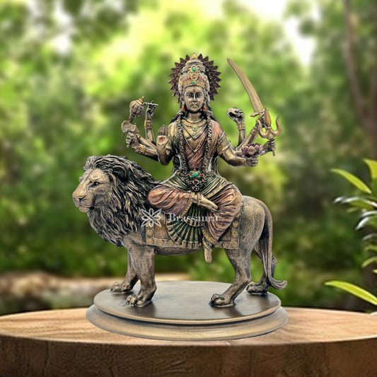 Resin Durga Statue for Home and Decor And Gift Show Piece for Living Room Weight 1652 Grams Height 25 cm